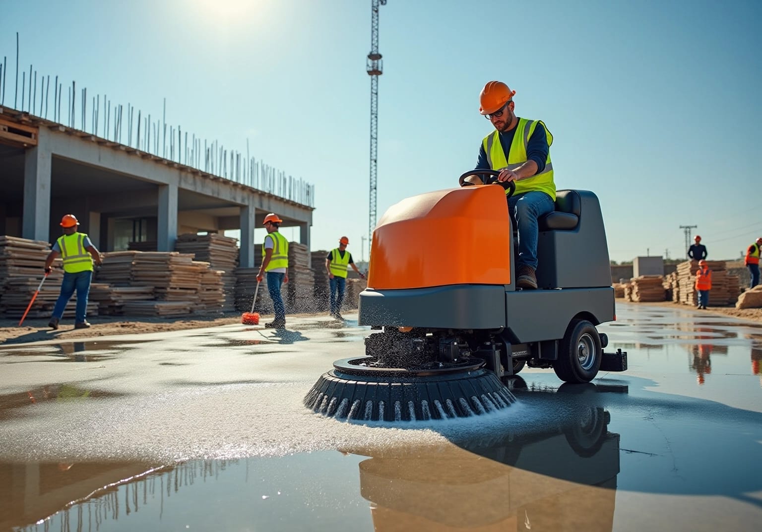 10 Benefits of Riding Floor Scrubber Rental for Construction Projects